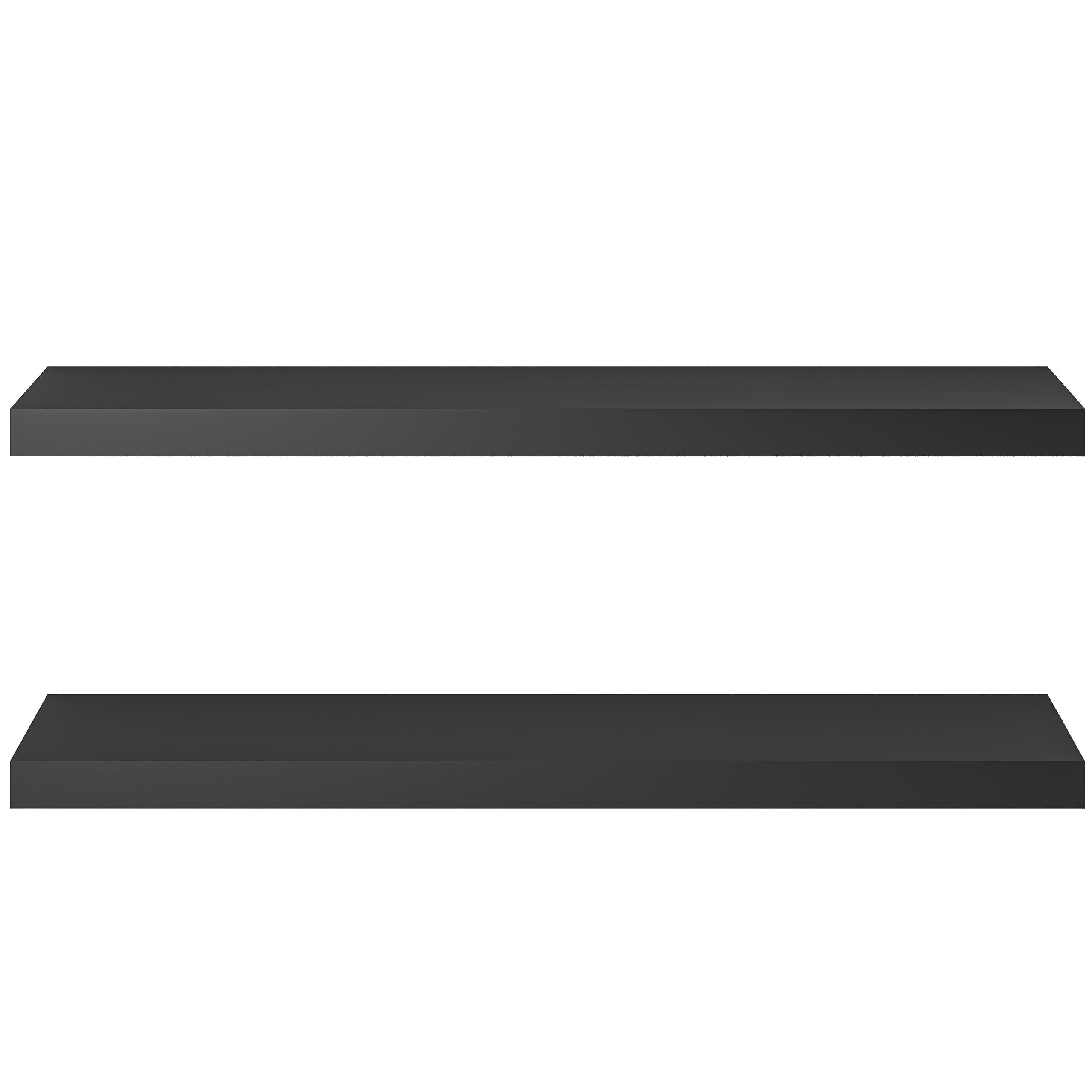 Ballucci Ballucci Floating Shelves, 36" Wood Wall Shelf Set of 2, with Invisible Brackets for Bathroom, Living Room, Bedroom, Kitchen, Nursery, 6" Deep, Black