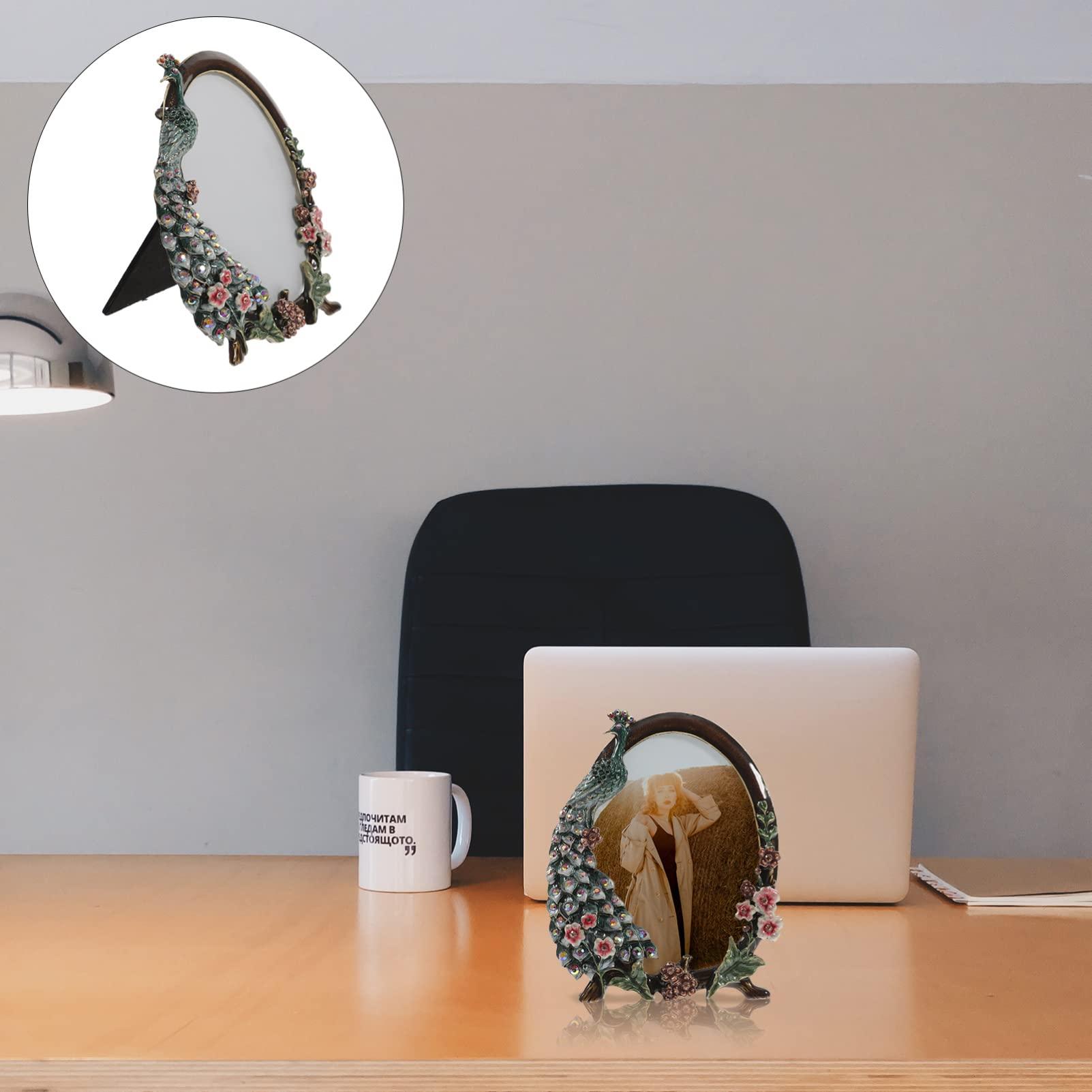 ARTIBETTER ARTIBETTER Peacock Photo Frame Chrismas Tabletop Display Picture Frame Vintage Picture Family Picture Frame Retro Photo Holder Best Friend Picture Frame Metal Photo Folder Household