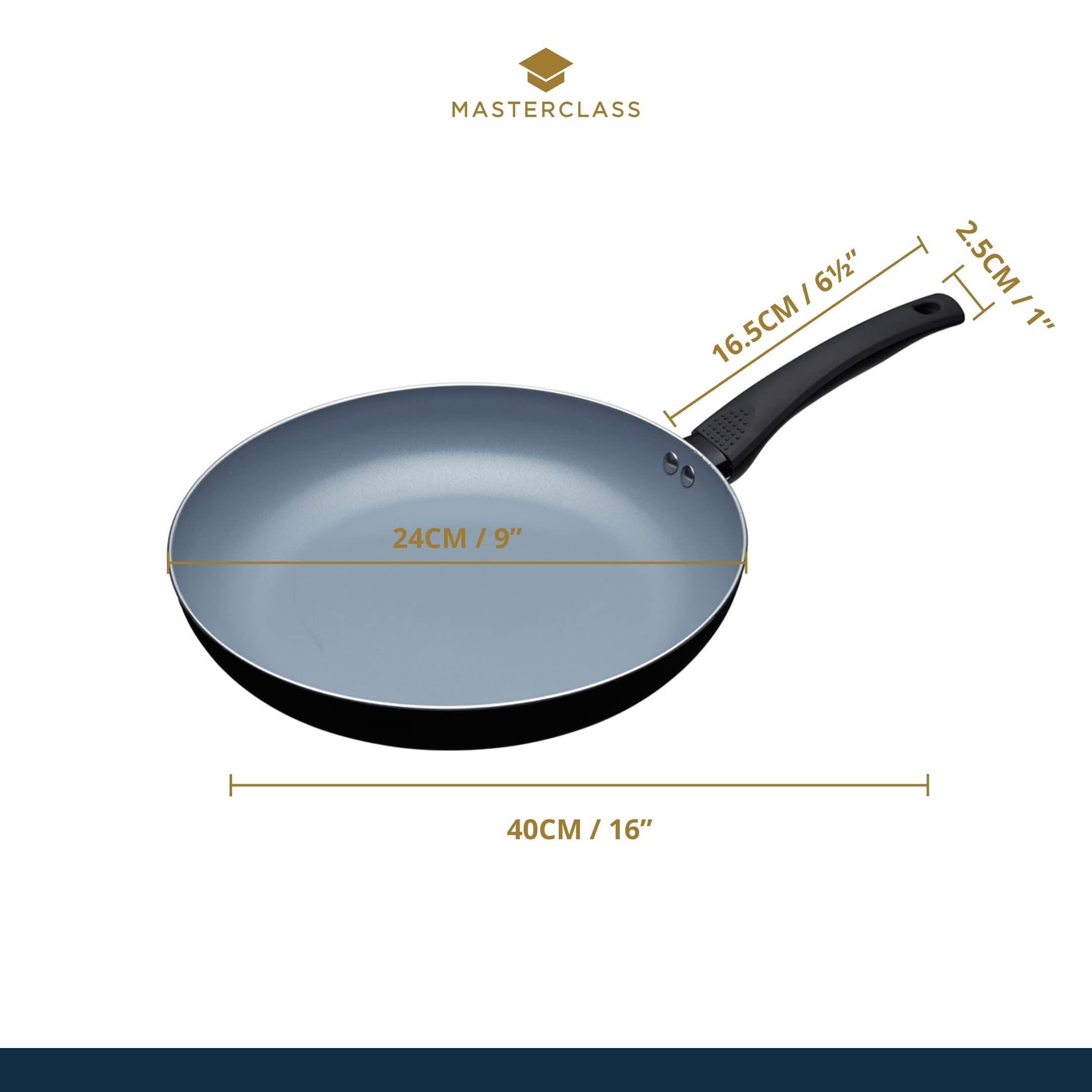 MasterClass MasterClass Eco Induction Frying Pan with Healthier Ceramic Chemical Free Non Stick, Large, Aluminium/Iron, Black/Blue, 30 cm