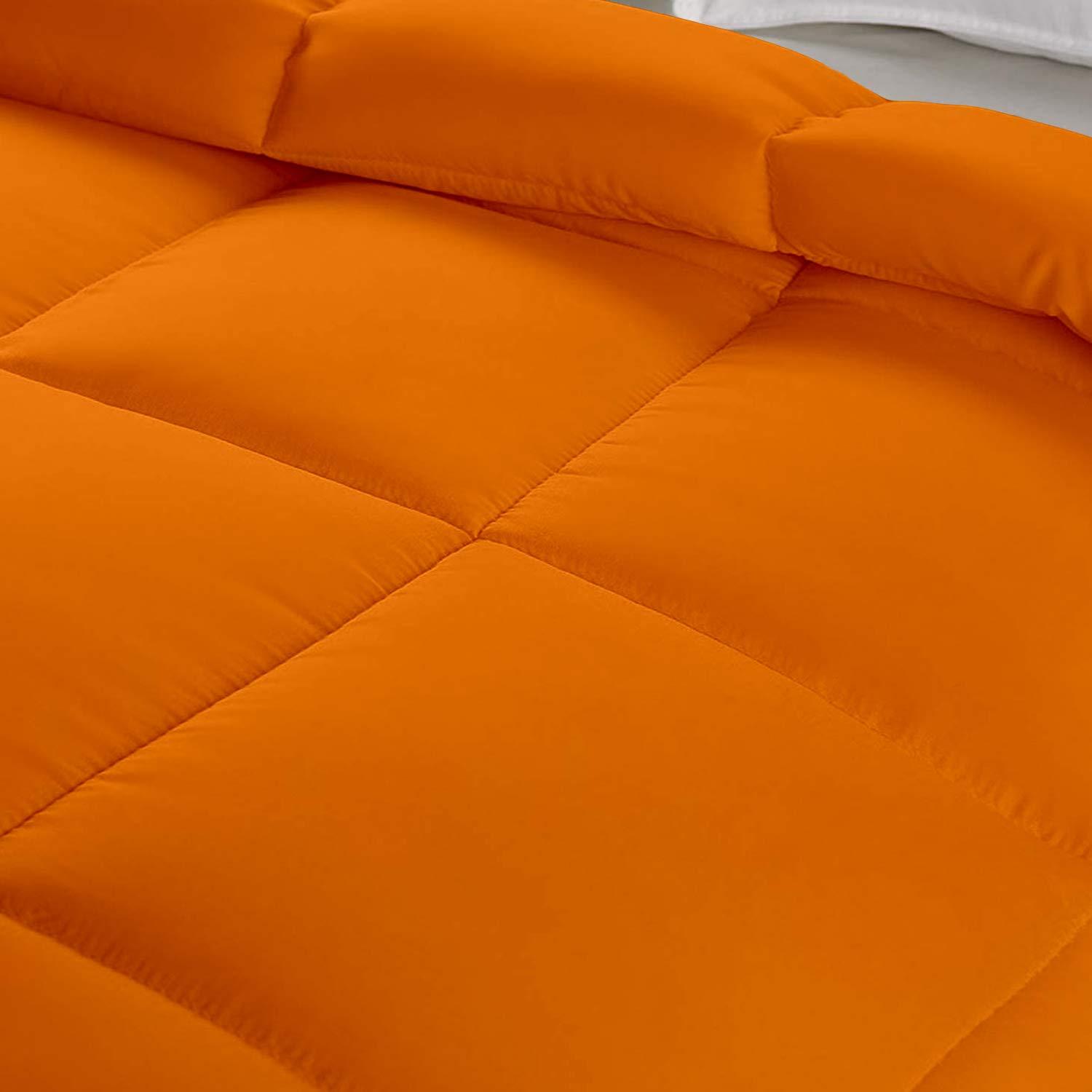 All Star Linen Orange Box Stitched Down Alternative Blanket Queen (88\'\' x 92\'\') 600 GSM 800 Thread Count Premium All-Season Cotton 3PC