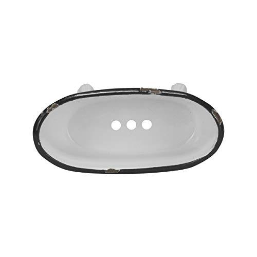 Foreside Home and Garden Foreside Home & Garden Black Rim White Enamel Bathtub Soap Dish