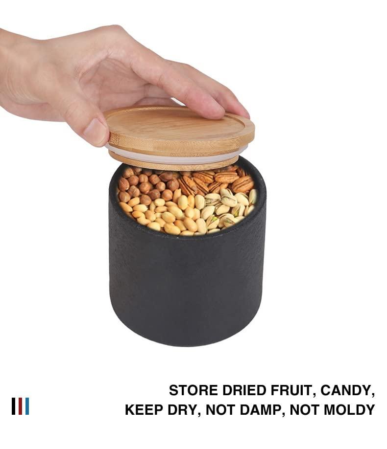 Generic Lannado Coffee and Food Storage Jar Ceramic Canisters with Bamboo Seal Modern Design Kitchen Canisters for Serving Coffee, Tea, Sugar, Salt and More (white)