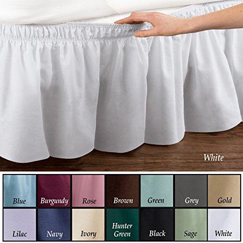 Collections Etc Collections Etc Wrap Around Bed Skirt, Easy Fit Elastic Dust Ruffle, Black, Queen/King