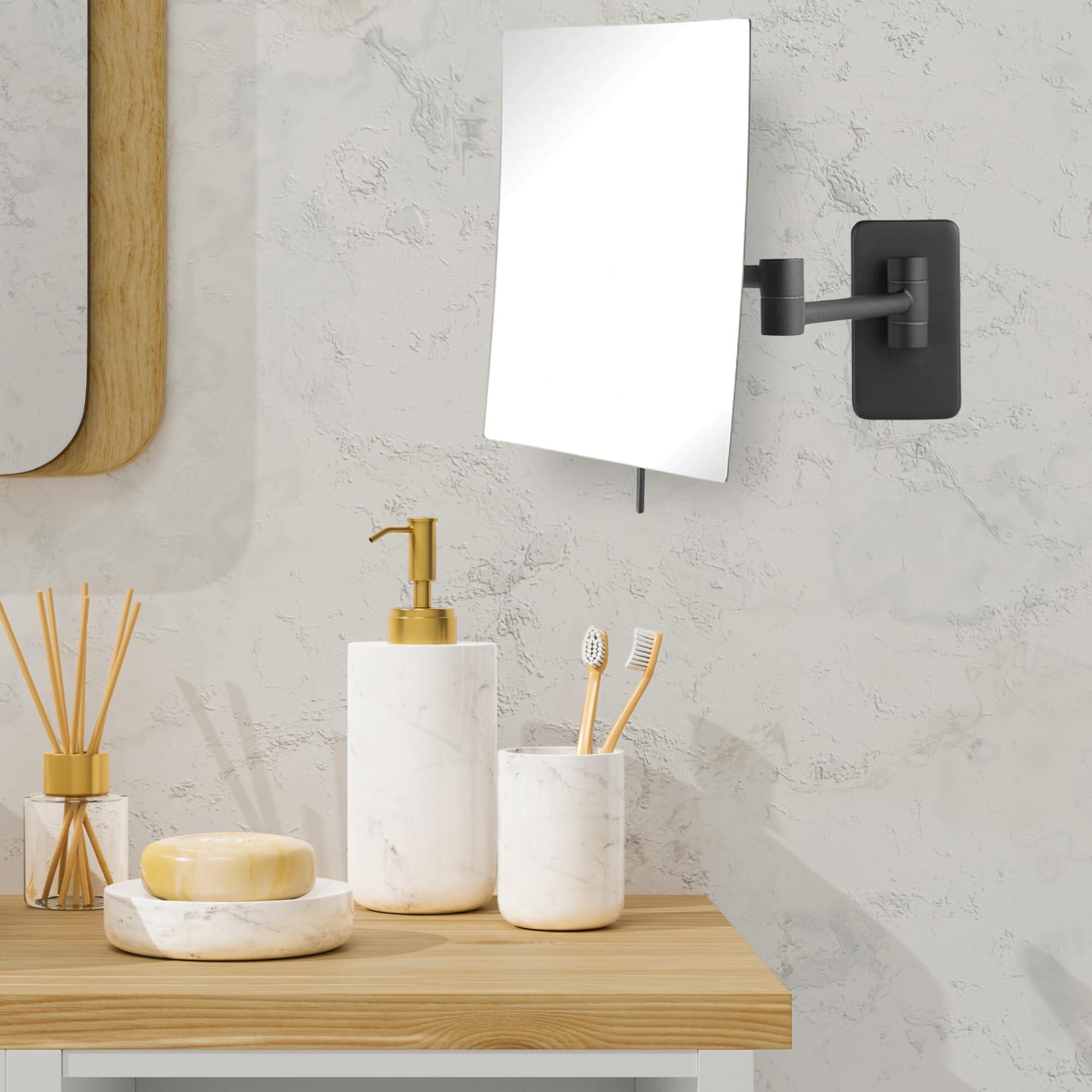 JERDON JERDON Wall Mount Makeup Mirror with 5X Magnification - 8.75 x 6.5 Rectangular Mirror Extends 14 Black Finish Model JP695BK