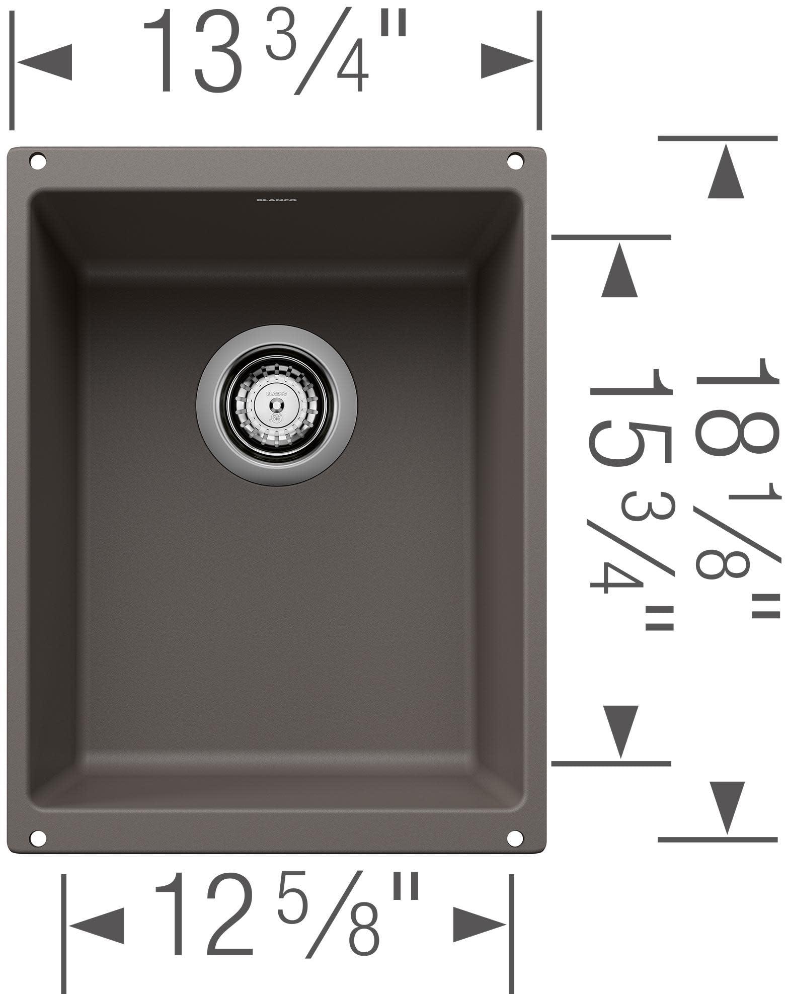 BLANCO BLANCO 517676 PRECIS SILGRANIT Medium Undermount Kitchen Sink, Truffle