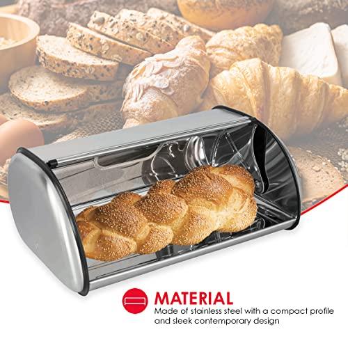 Home Basics Home Basics Stainless Steel Bread Box, Silver