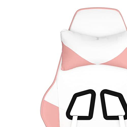 GOLINPEILO GOLINPEILO Massage Gaming Chair with Footrest,Faux Leather Computer Game Chair,Massage Office Chair,Ergonomic Desk Chair PC Gaming Chair for Adults Teens(White&Pink)