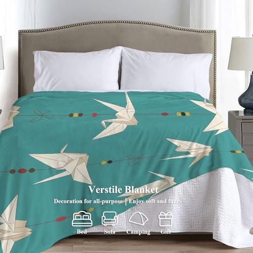 BaoNews BaoNews Indigoblue Japanese Paper S Soft Throw Blanket,White Century Origami Bird Warm Lightweight Blanket Washable Bed Throws for Adult Sofa Bed Bedroom Living Room Dorm Room,200X150cm
