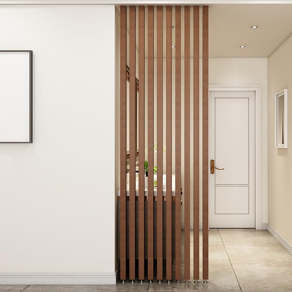 WAHHWF 2ft/3ft/4ft/5ft/6ft/7ft/8ft Tall Wall Partition Room Divider Floor to Ceiling Wooden Slats, Wood Privacy Screens/Room Separation Deviders Post Column for Bathroom Daycare Studio Apartment (Color : W