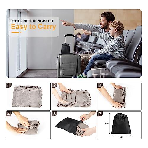 Maliton Inflatable Travel Foot Rest Pillow, Kids Airplane Bed, Adjustable Height Leg Pillow for Air Travel, Make a Flat Bed for Kids and Toddlers, Great for Airplane, Train, carGrey, 1 Pack