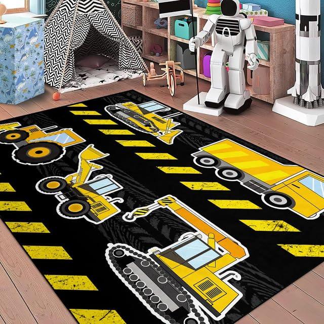 CDIWIDH Construction Rug for Boys Room - Cars Rugs for Kids Room, Construction Play Rug Car Carpet Kids Car Mat for Kids Toy Truck Rug Kids Rugs for Bedroom Boys Rug for Playroom 4.5x6 Feet