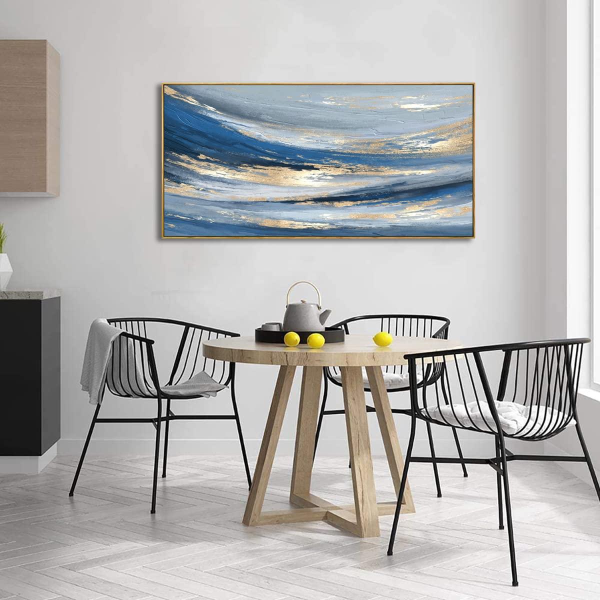 vgrozirh Abstract Wall Art Canvas Paintings Blue Fantasy Modern Large Framed Artwork Decor for Living Room Bedroom Office Painting Home Decor 20\"x40\"