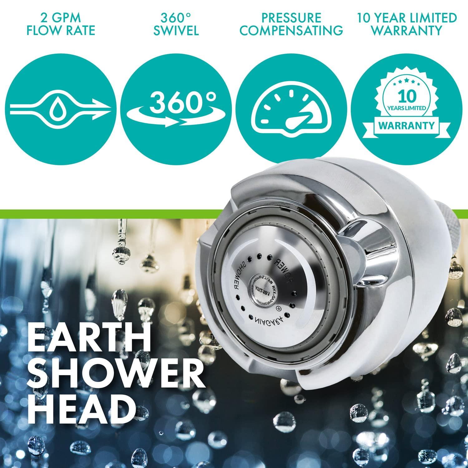 Niagara Conservation Niagara Conservation N2920CH Earth Spa 3-Spray with 2 GPM 2.7-in. Wall Mount Adjustable Fixed Shower Head in Chrome, 1-Pack | Bathroom Shower Head Sprayer with Pressure Compensation Technology