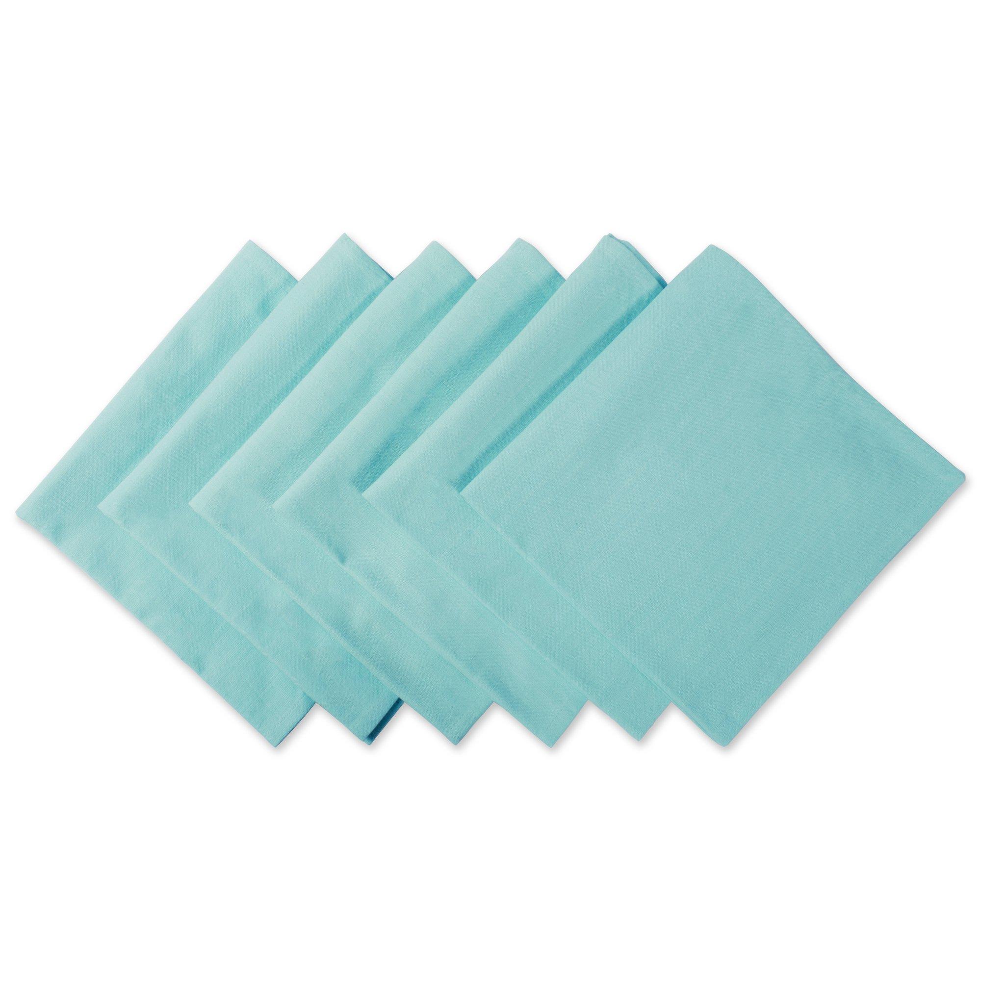 DII DII Solid Pastel Napkin Set Cotton, Machine Washable, 20x20 Inch, Aqua, 6 Count