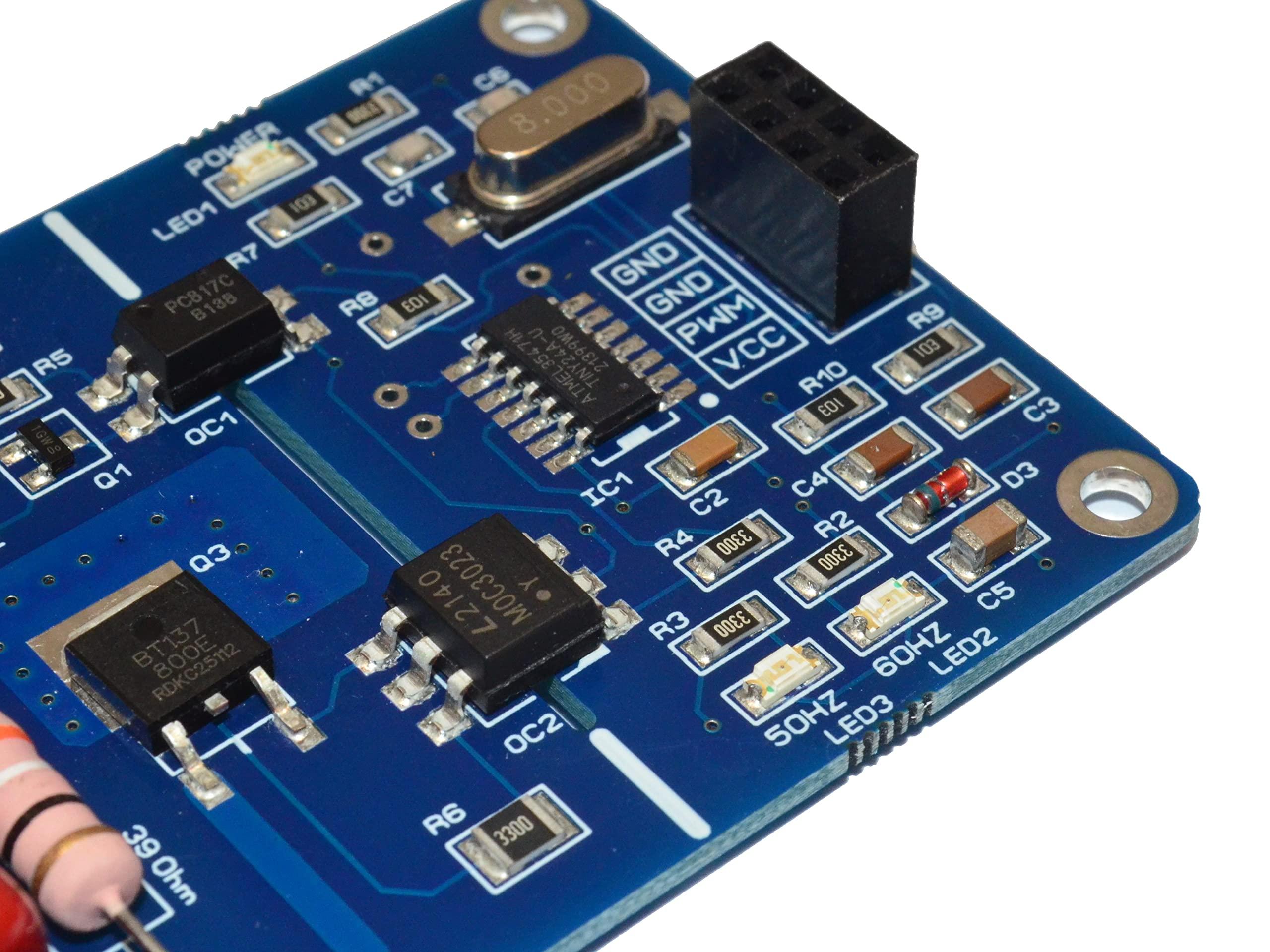 Krida PWM AC Voltage Dimmer 50/60Hz 80-240VAC for Arduino Raspberry Leading Edge Dimmer for AC Motor Pump Fan Light Heater Max 500W Pro Engineered Onboard Snubber Circuit - Compatible Worldwide