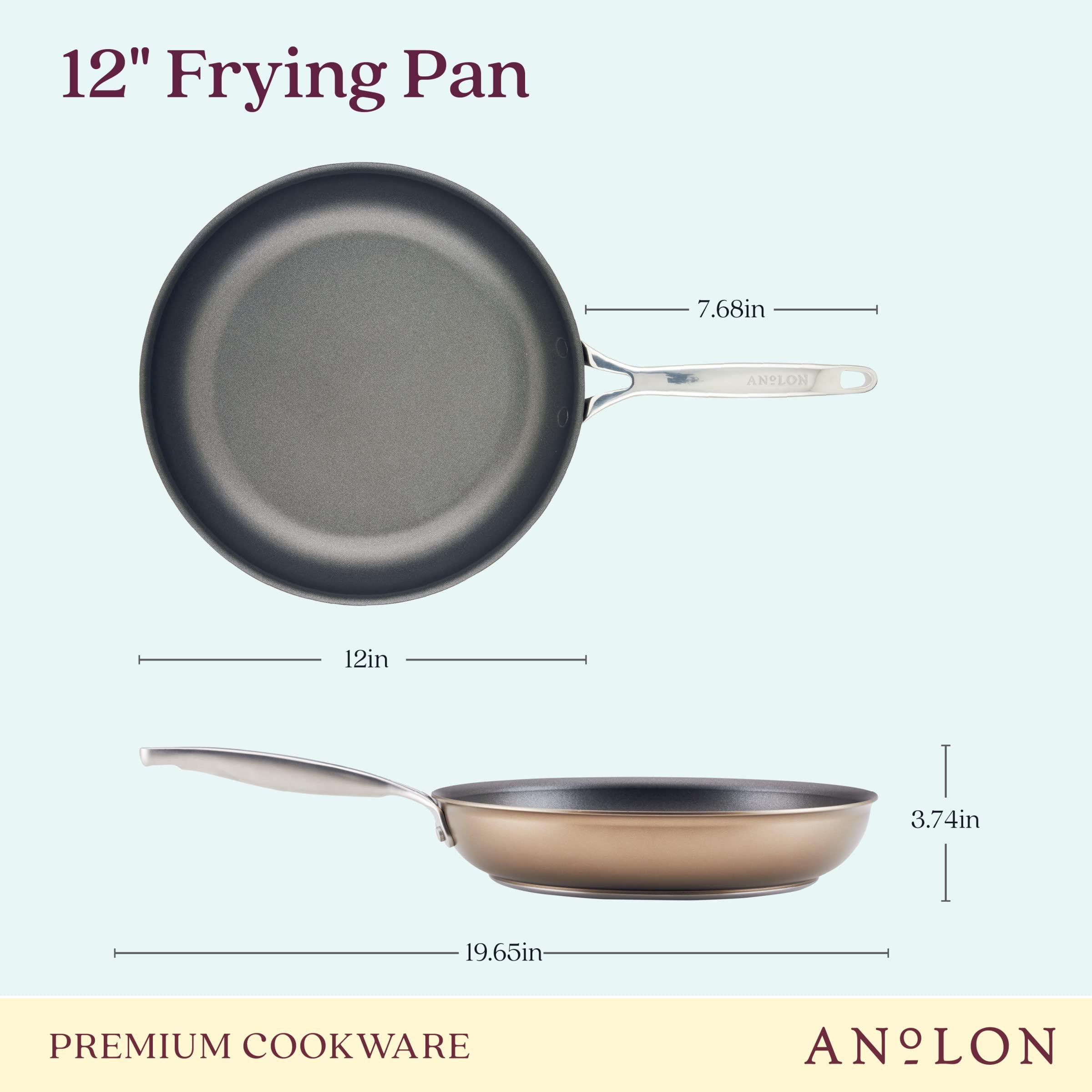Anolon Anolon Ascend Hard Anodized Nonstick Frying Pan/Skillet - Good for All Stovetops (Gas, Glass Top, Electric & Induction), Dishwasher & Oven Safe with Stainless Steel Handle, 12 Inch - Bronze