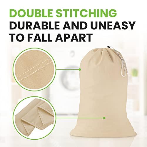 GFI LINEN CLUBS Heavy duty cotton canvas Laundry Bag, set of 6 bag Natural color-24x36\" - This is draw strings Laundry bag & durable.Long term solutions for laundry carring needs offered by Linen Clubs