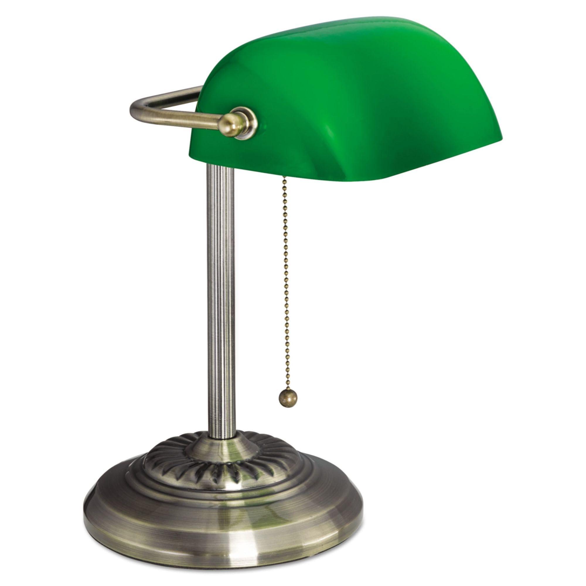Alera Alera ALELMP557AB Traditional 10.5 in. x 11 in. x 13 in. Banker\'s Lamp - Antique Brass/Green