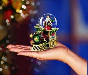 The Bradford Exchange Thomas Kinkade Santa Claus Is Comin' To Town Musical Snowglobe Train Car by The Bradford Exchange