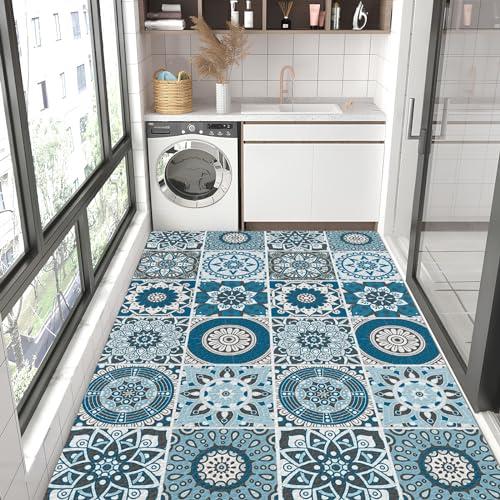TuLdys TuLdys Boho Floral Kitchen Mats Cushioned Kitchen Floor Rugs and Mats, 3x4ft/36x48in, Modern Bohemian Non Slip Pu Waterproof Leather Comfort Standing Mat for Kitchen Office Home Laundry
