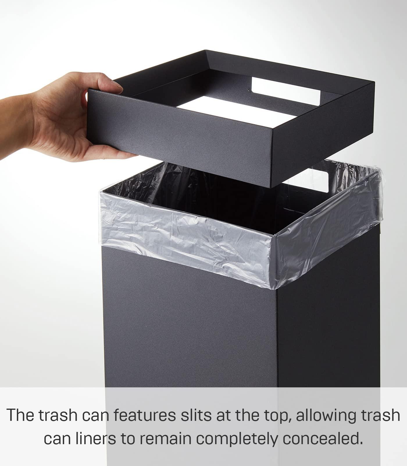 YAMAZAKI Yamazaki Home Tower Tall Trash Can - Modern Garbage Waste Basket With Handle For Kitchen Bathroom Office - Steel - 7.25 Gallons, 27 Liters