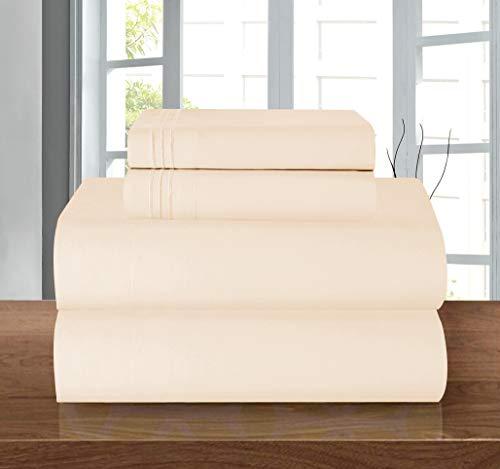 Elegant Comfort Elegant Comfort Luxury 1500 Premium Hotel Quality Microfiber 4-Piece Sheet Set - Wrinkle Resistant, All Around Elastic Fitted Sheet, Deep Pocket up to 16\", Twin/Twin XL, Cream