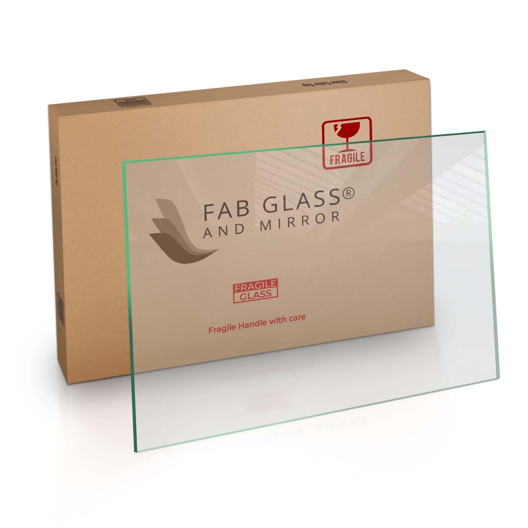 Fab Glass and Mirror Fab Glass and Mirror Rectangle Glass Table Top 12 x 18 inch - Tempered Glass Table Tops 1/8\" Thick with Flat Edge - Replacement Glass for Dining Table, Coffee Table, Office Table, Side Table