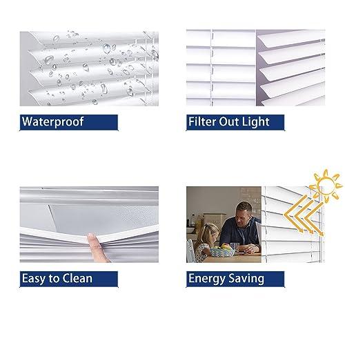 Amingrui Horizontal Window Blinds -No Drill Cordless, Light Filtering 1'' Shades for Windows, Easy-Install Grey Aluminum Blinds. Good for Kitchen, Bathroom, Bedroom-44 W x 50" H,Custom Size (Wide 12"~60")