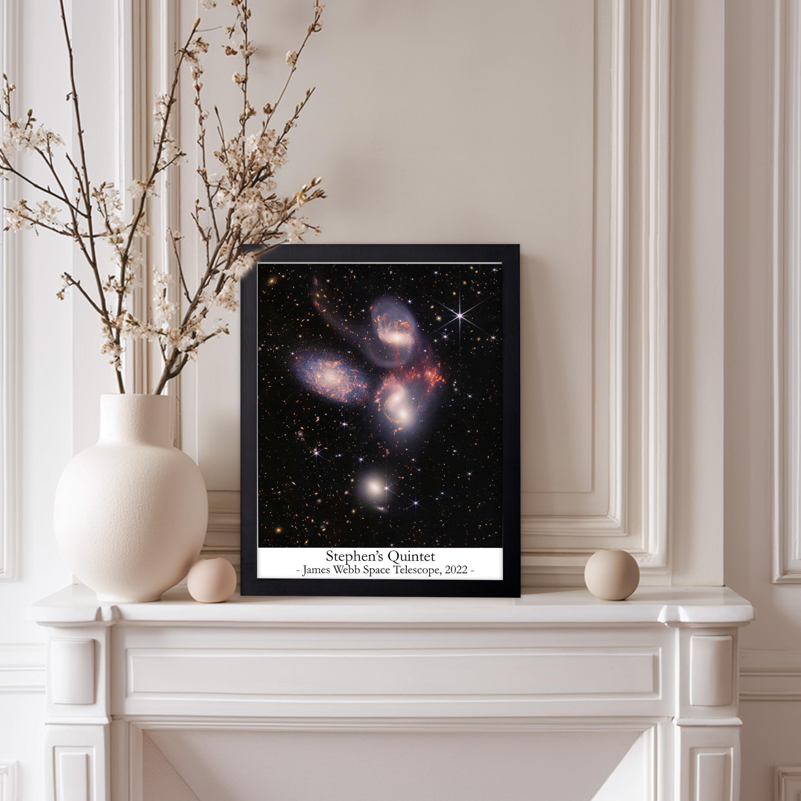 Poster Master Poster Master Stephen\'s Quintet Poster - James Webb Space Telescope Print - Space & NASA Art - Gift for Astronomers, Outer Space Enthusiasts - Decor for Home, Office, Bedroom, 11x14 Black Framed