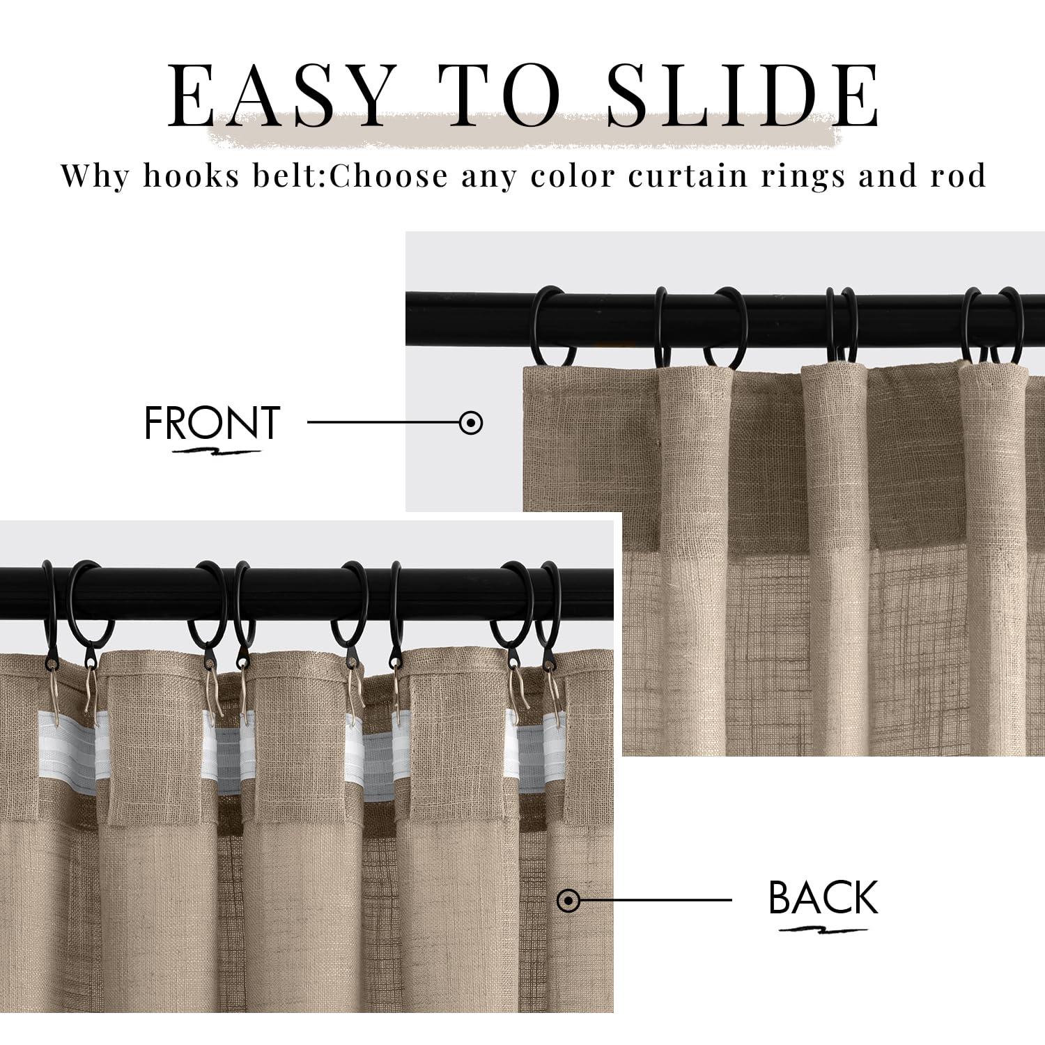 MIULEE MIULEE Taupe Linen Curtains 90 Inch Length 2 Panels for Bedroom Living Room, Back Tab & Hook Belt Pleated Soft Thick Linen Textured Window Drapes Semi Sheer Light Filtering Farmhouse Burlap Look Decor