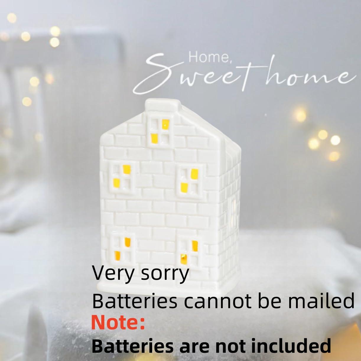 SUNKOX SUNKOX Ceramic Houses and Villages Christmas Decorations Lndoor White Christmas Village Houses Ceramic Houses and Villages,White Ceramic Christmas Village Houses (K11)