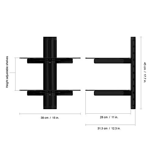 AVF AVF Steel Wall Mounted AV Component Shelving System with 2 Shelves - Black