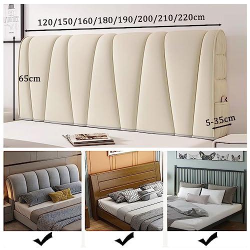 Generic Bed Headboard Slipcover Stretch Bed Headboard Cover Upholstered Bed Headboard Cover, Double King Size Leather/Wooden Bed Backrest Bed Head Covers Cloth Dustproof Head Board Protector Bedroom Decor