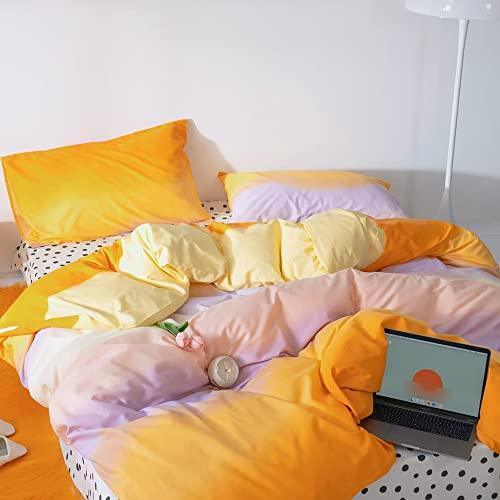 CLOTHKNOW CLOTHKNOW Yellow Orange Queen Comforter Sets 3Pcs Yellow Bedding Comforter Sets Abstract Queen Comforter Soft Yellow Comforter Sets Queen