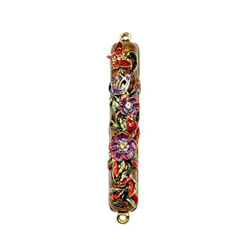 Housewares collections Nouvelle Collections Floral Design w/Butterfly Mezuzah Hand Painted Enamel