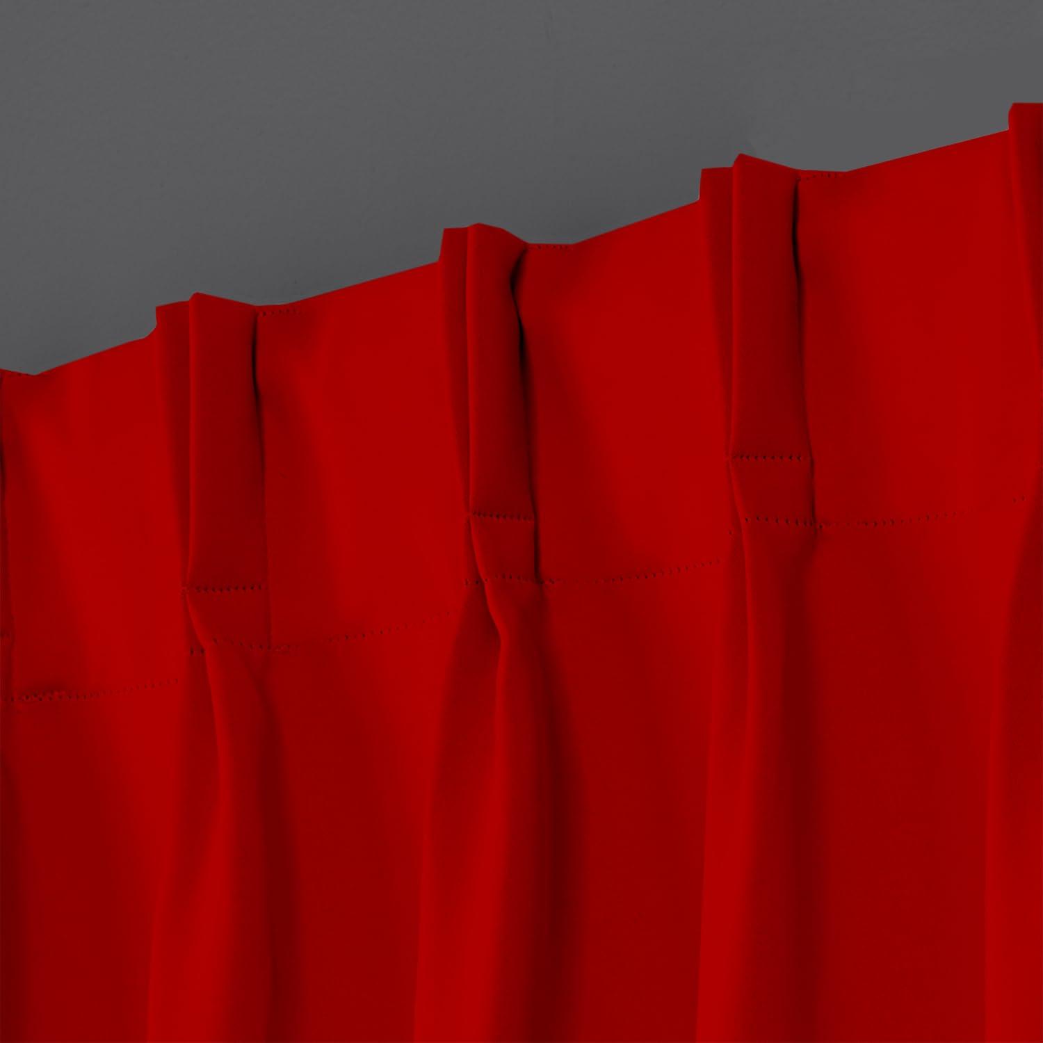 Homi Drapes Homi Drapes Double Pinch Pleated Blackout Curtains Thermal Insulated Room Darkening Drapes for Bedroom/Livingroom Along with 2 Panels Combined W(42"+42"),Tiebacks,Hooks (Red, 84"x95")