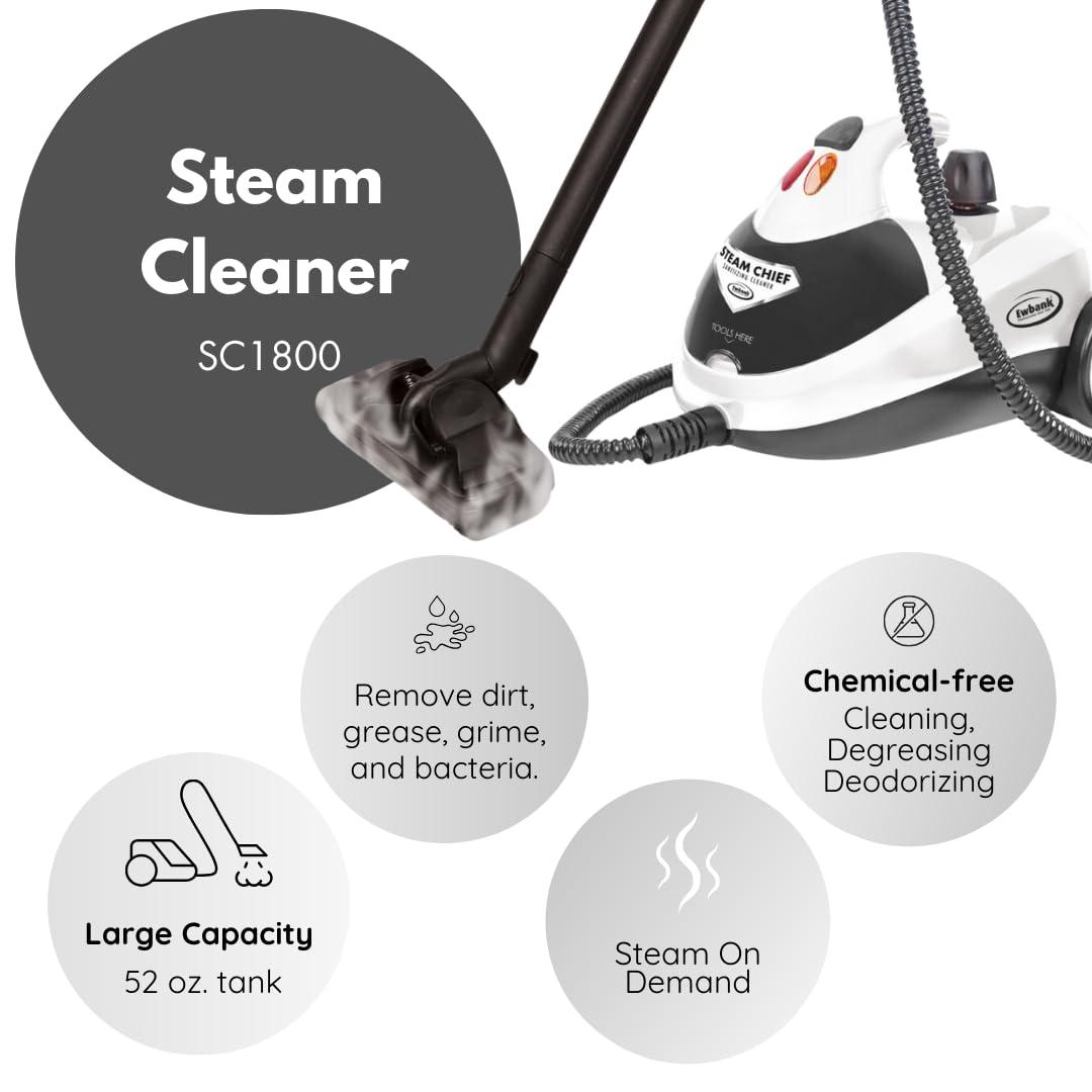 Ewbank Ewbank 1800W Steam Cleaner, with attachments, Carpets, Tile, Floors, car, Upholstery, Bathroom, Kitchen, Windows, Grout