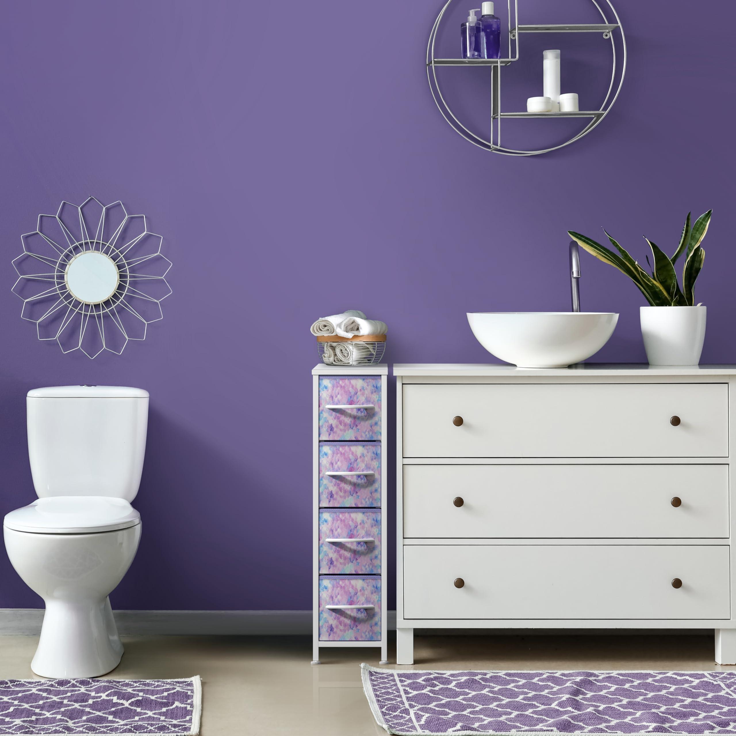 Sorbus Sorbus Kids Narrow Dresser with 4 Drawers - Vertical Slim Storage Chest of Drawers with Steel Frame, Wood Top & Easy Pull Fabric Bins for Small Spaces, Closets, Bedroom, Bathroom & Laundry