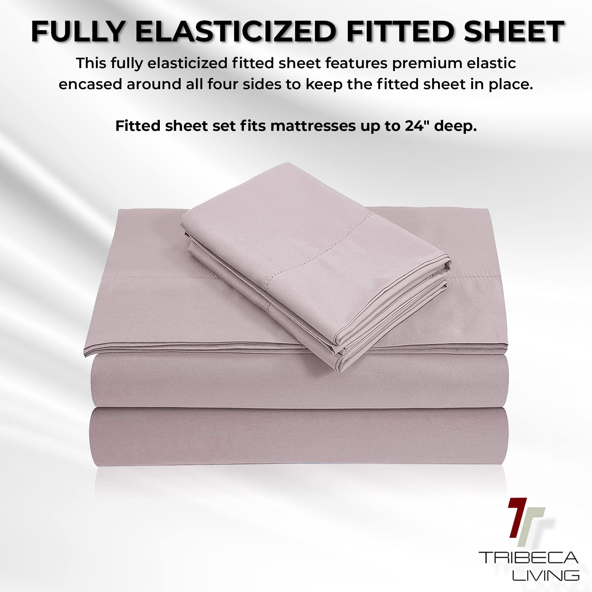 Tribeca Living Tribeca Living Luxury 800 Thread Count California King Sheet Set, 100% Egyptian Cotton Sateen, Deep Pocket Sheets, Soft & Breathable, Elegant Hemstitched Design - Lavender