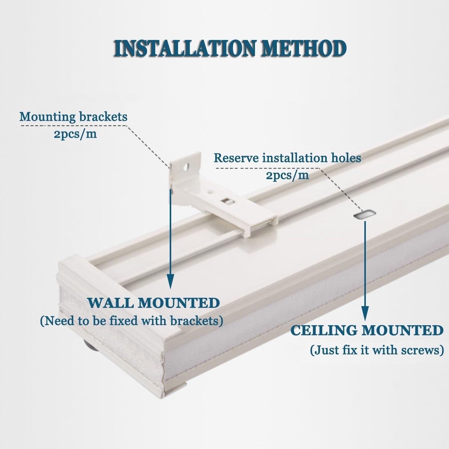 LTSRLL Double Curtain Rail Track With Valance Ceiling Or Wall Mount Curtain Tracks System For Straight Windows - 39" To 236" Sliding Drop Ceiling Curtain Pole Set Strong Load Bearing No Light Leakage(Color:S