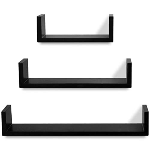vidaXL vidaXL Wall Shelves 3 Pcs, Floating Shelves, Display Shelves, Wall Mounted Shelves for Book DVD Photo Frame Trophy Display, Scandinavian, Black