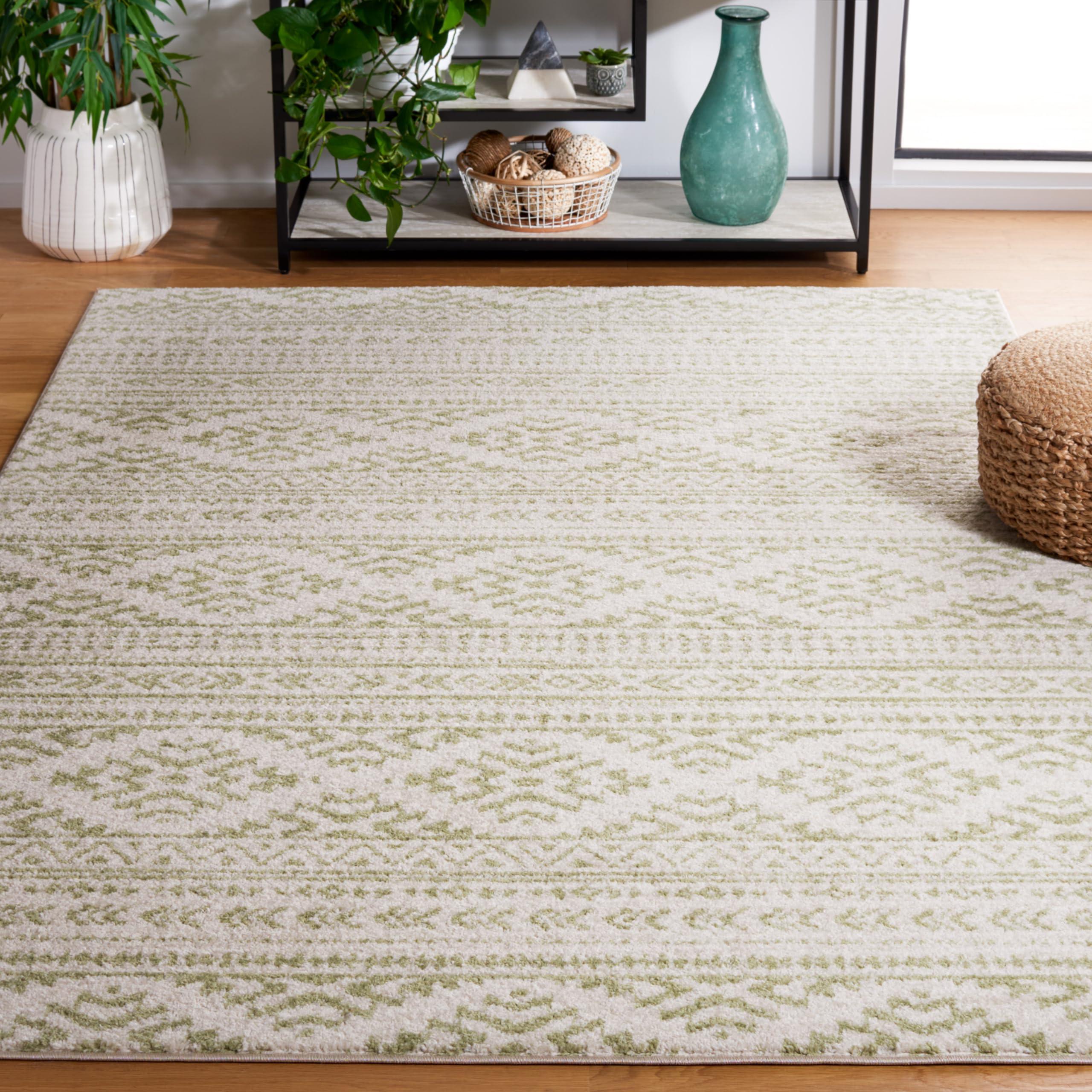 Safavieh SAFAVIEH Tulum Collection Area Rug - 6' x 9', Ivory & Sage, Moroccan Boho Tribal Design, Non-Shedding & Easy Care, Ideal for High Traffic Areas in Living Room, Bedroom (TUL272H)