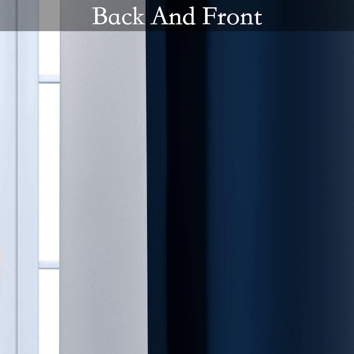 SimpleHome SimpleHome Ombre Room Darkening Curtains for Living Room, Light Blocking Dark Blue to Greyish White Thermal Insulated Grommet Window Curtains/Drapes for Bedroom, 2 Panels, 42x72 inches Length