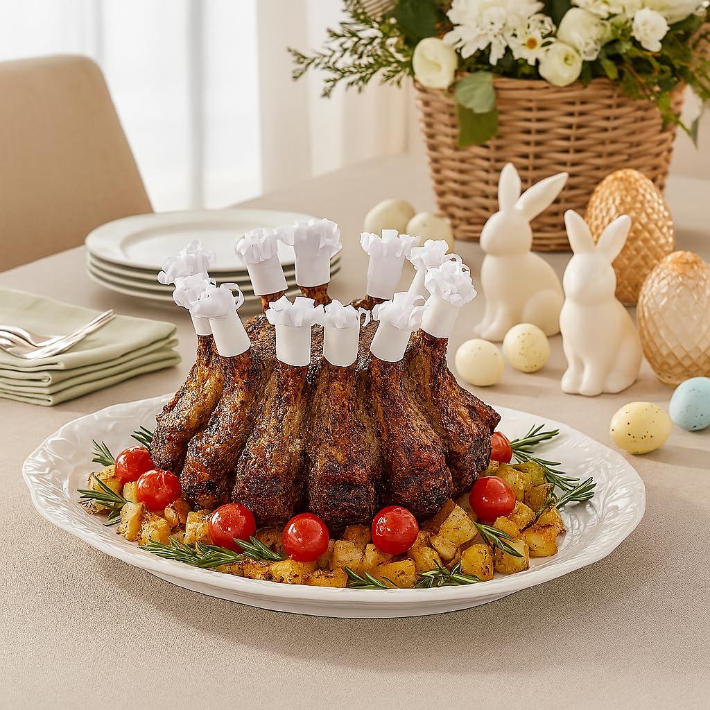 HIC Kitchen HIC Kitchen Turkey Embossed Serving Platter, Fine White Porcelain, Oversized