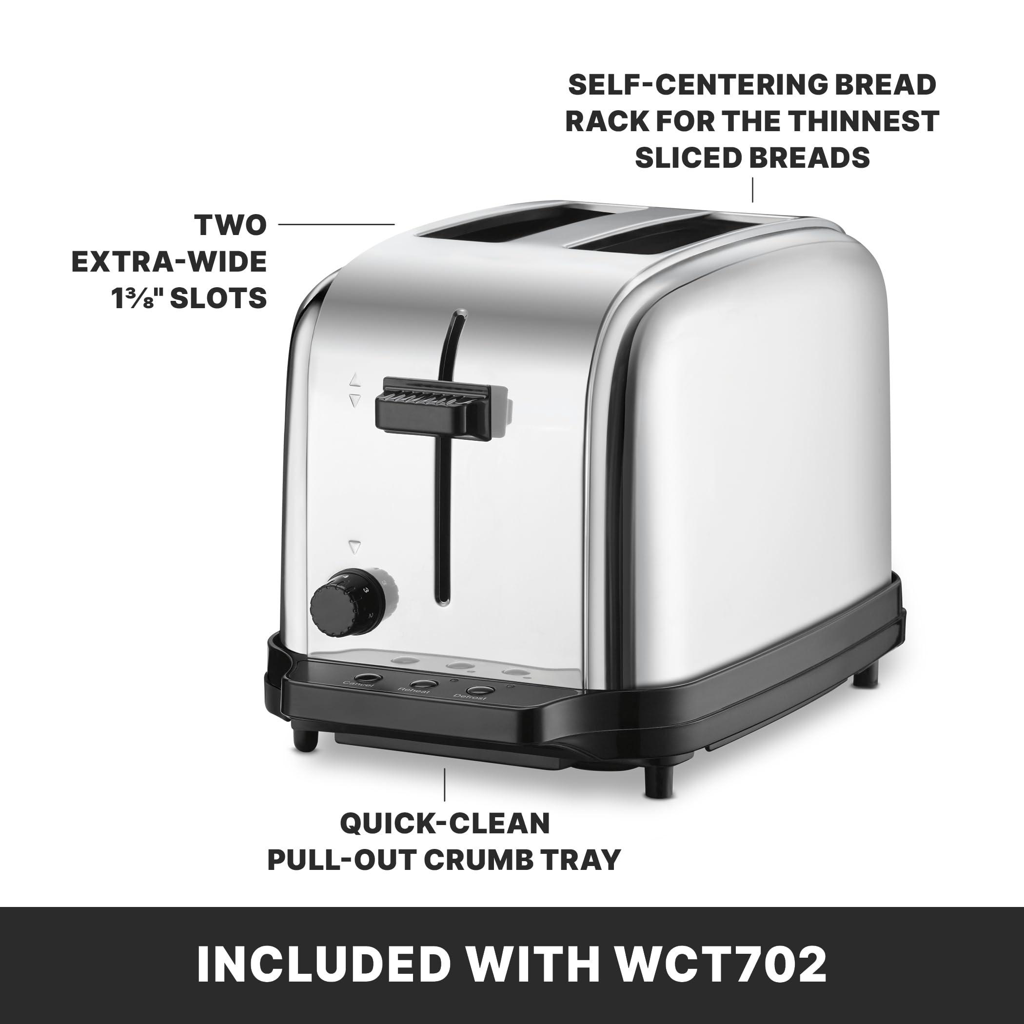 Waring Commercial Waring Commercial WCT702 2-Slice Commercial Light Duty Pop-Up Toaster, 120V, 5-15 Phase Plug, Silver, 2-Compartment