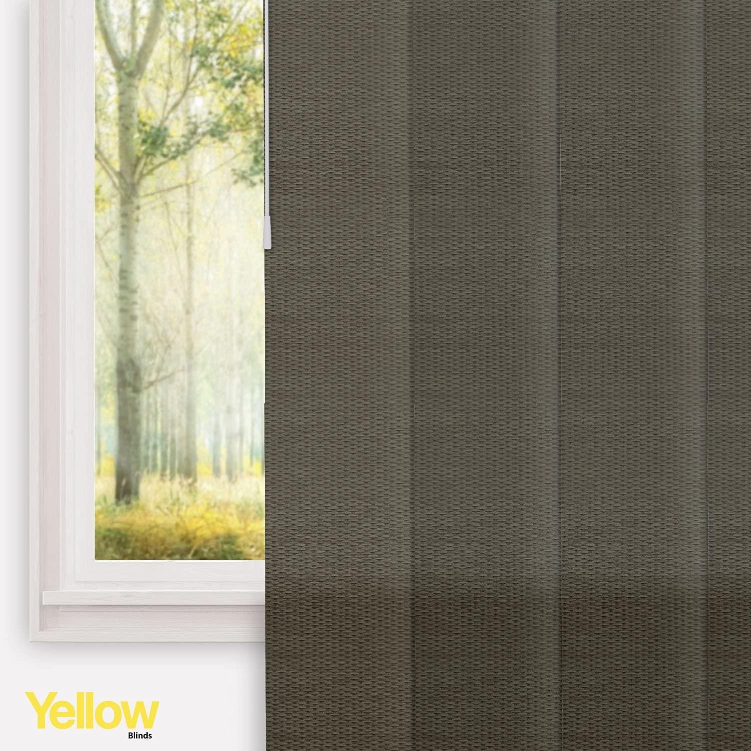 YELLOW BLINDS Adjustable Panel Track Blinds for Sliding Glass Door, 46"-86" W x 0-96" H, Trimmable Vertical Blinds for Patio Doors, Open Spaces and Room Dividers, Light Filtering, Wilshire Oolong, by YELLOW BLINDS