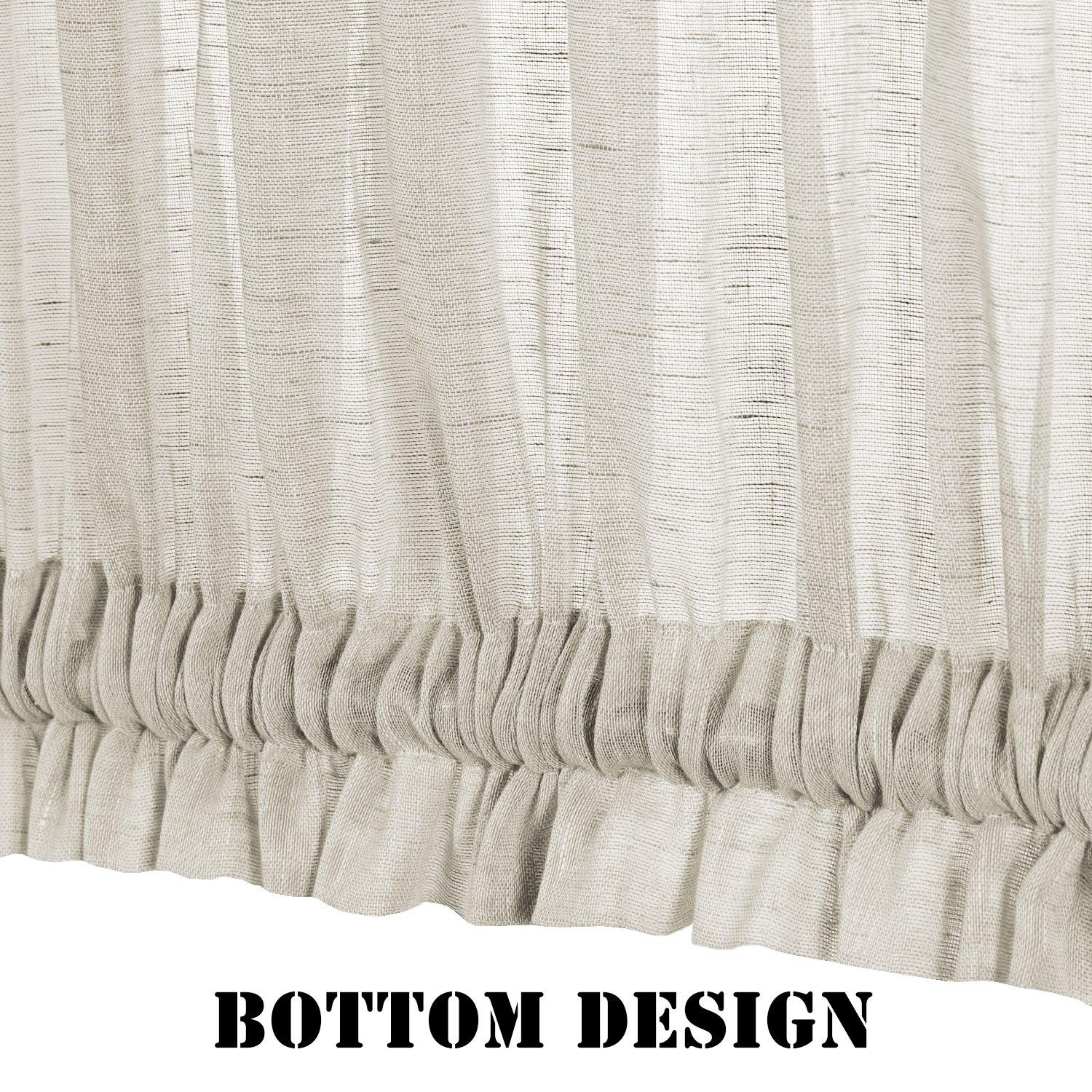 H.VERSAILTEX H.VERSAILTEX Linen French Door Curtains Privacy Light Reducing Sheer Door Curtain with Tieback | Rod Pocket Curtain 1 Panel for Glass Door Feature Open Weave Textured Linen - 25"x72" - Natural