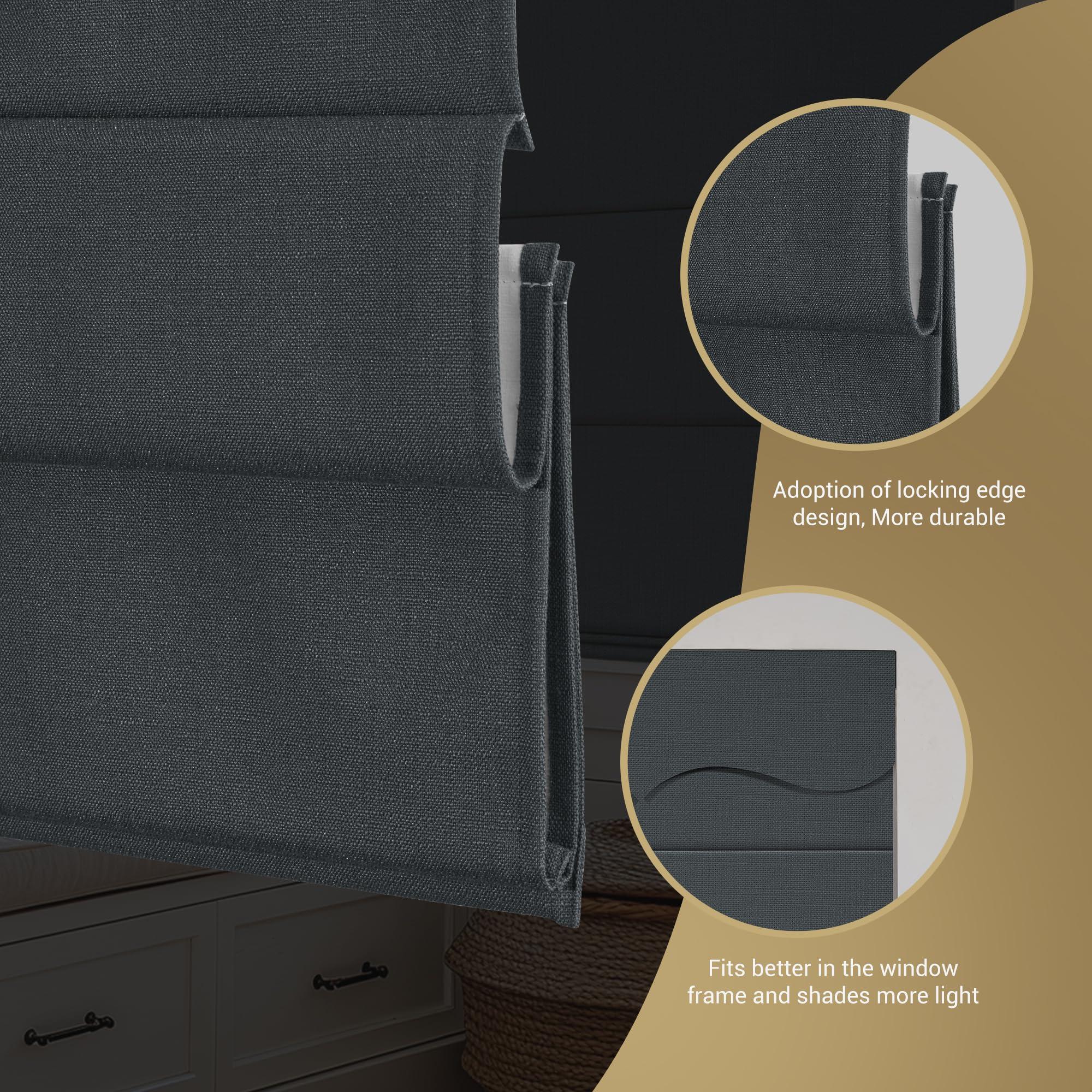 HOTSOON HOTSOON Top Down Bottom Up Roman Shades for Window,Cordless,Blackout Roman Window Shades,Room Darkening Fabric Thermal Insulation Custom Roman Blinds for Living Room Loft,Dark Gray,68W x 56H