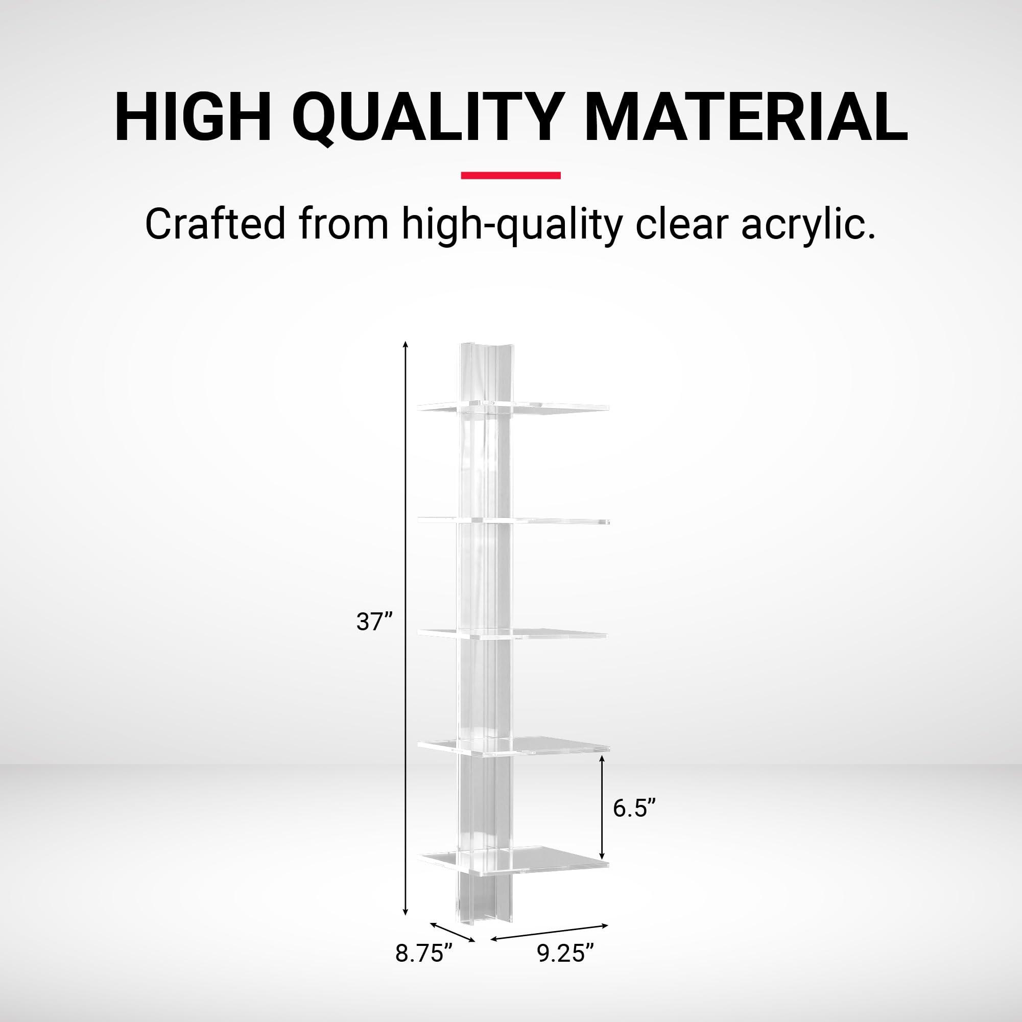 Proman Products Proman Products WM17261 Mounted Spine Bookshelf,Wall Mounted Shelves, Spine Book Tower Decor, Clear Acrylic, 8\" D x 9.5\" W x 37\" H