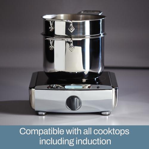 All-Clad All-Clad Specialty Stainless Steel Stockpot, Multi-Pot with Strainer 3 Piece, 6 Quart Induction Oven Broiler Safe 500F Strainer, Pasta Strainer with Handle, Pots and Pans Silver